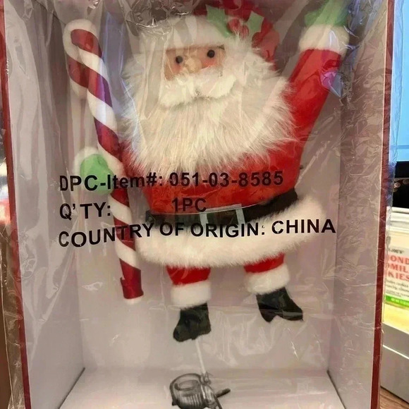 NIB 14.75" Fabric Santa with Candy Cane Christmas Tree Topper Red/White - Picture 5 of 6